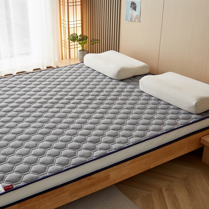 91家纺网 家纺一手货源 找家纺 华誉 2025新款跨境电商专供鸟眼布床垫 立体菱格灰