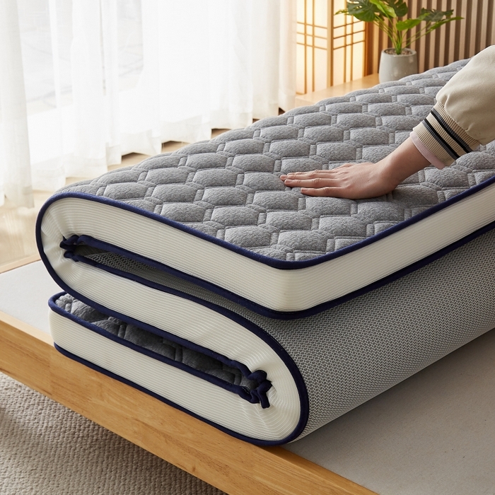 91家纺网 家纺一手货源 找家纺 华誉 2025新款跨境电商专供鸟眼布床垫 立体菱格灰