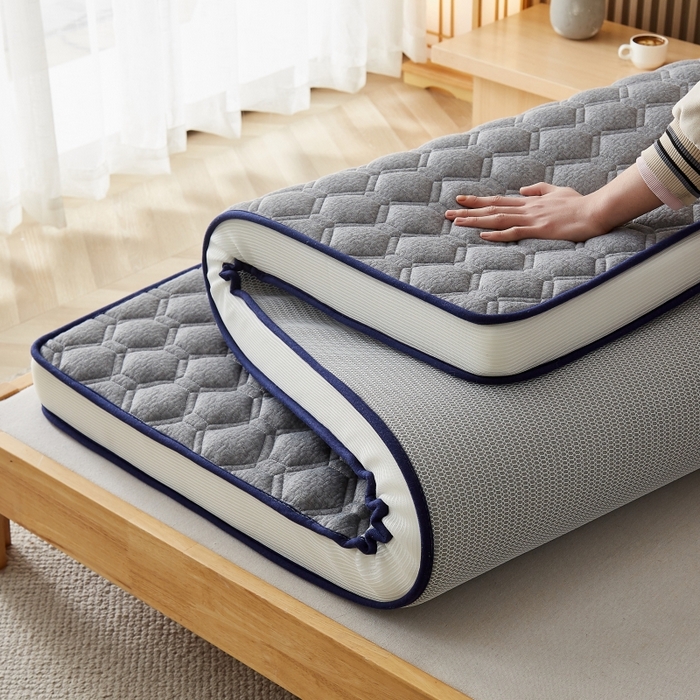 91家纺网 家纺一手货源 找家纺 华誉 2025新款跨境电商专供鸟眼布床垫 立体菱格灰