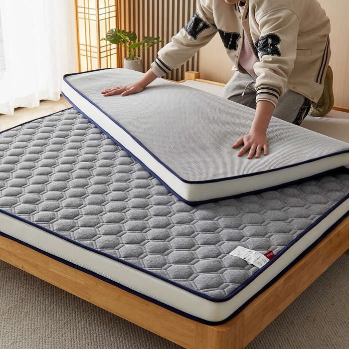 91家纺网 家纺一手货源 找家纺 华誉 2025新款跨境电商专供鸟眼布床垫 立体菱格灰