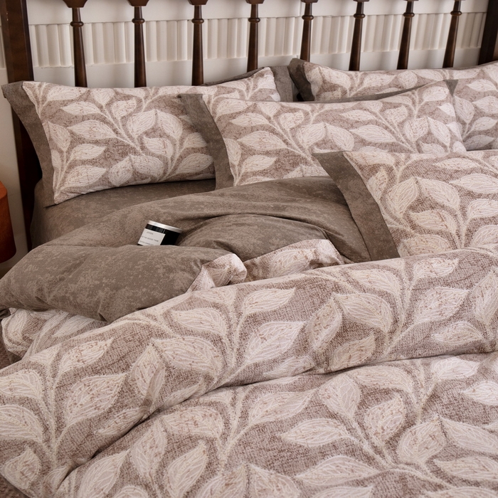 91家纺网 家纺一手货源 找家纺 乐居家纺 2025新款高密亲肤亚麻舒爽透气四件套 初秋-咖