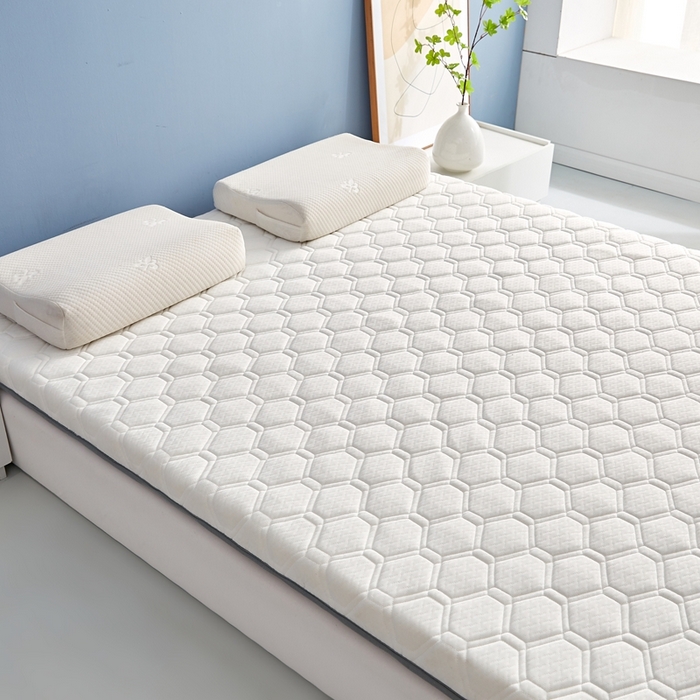 91家纺网 家纺一手货源 找家纺 华誉 2025新款跨境电商专供鸟眼布床垫 单边款菱格白