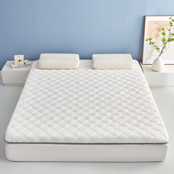 91家纺网 家纺一手货源 找家纺 华誉 2025新款跨境电商专供鸟眼布床垫 单边款菱格白