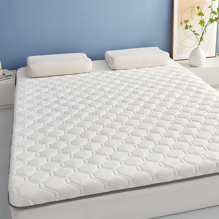 91家纺网 家纺一手货源 找家纺 华誉 2025新款跨境电商专供鸟眼布床垫 单边款菱格白