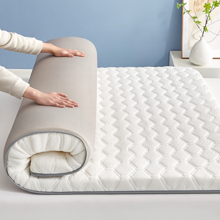 91家纺网 家纺一手货源 找家纺 华誉 2025新款跨境电商专供鸟眼布床垫 单边款菱格白