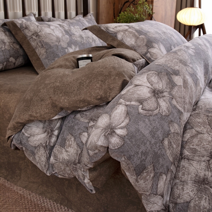 乐居家纺 2025新款高密亲肤亚麻舒爽透气四件套 古堡-灰