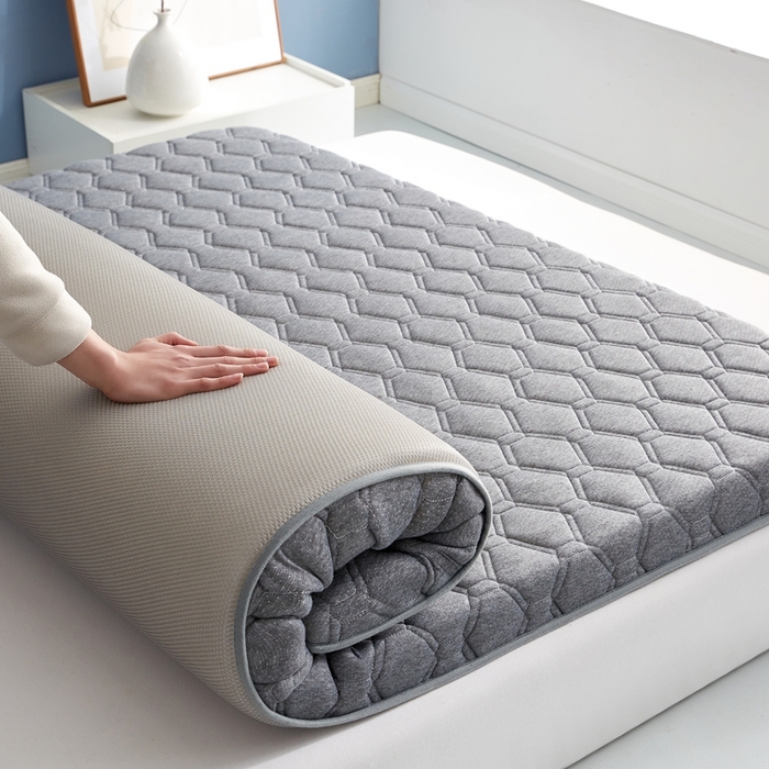 91家纺网 家纺一手货源 找家纺 华誉 2025新款跨境电商专供鸟眼布床垫 单边款菱格灰