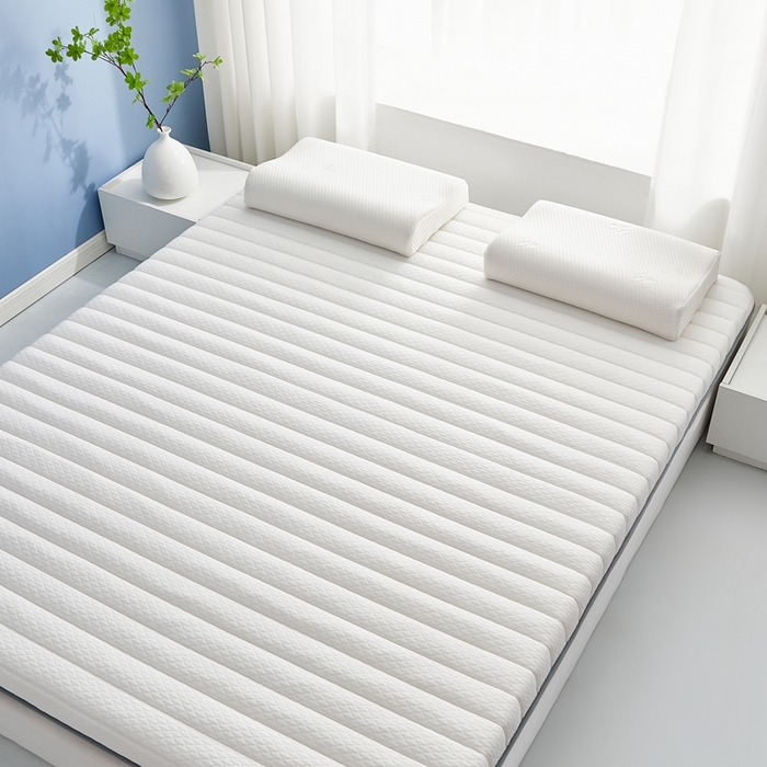 91家纺网 家纺一手货源 找家纺 华誉 2025新款跨境电商专供鸟眼布床垫 单边款直线白色