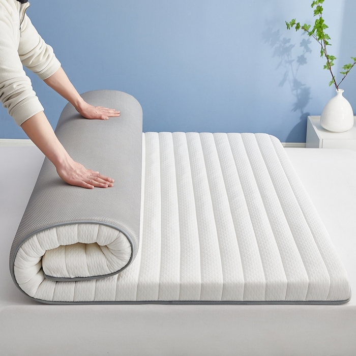 91家纺网 家纺一手货源 找家纺 华誉 2025新款跨境电商专供鸟眼布床垫 单边款直线白色