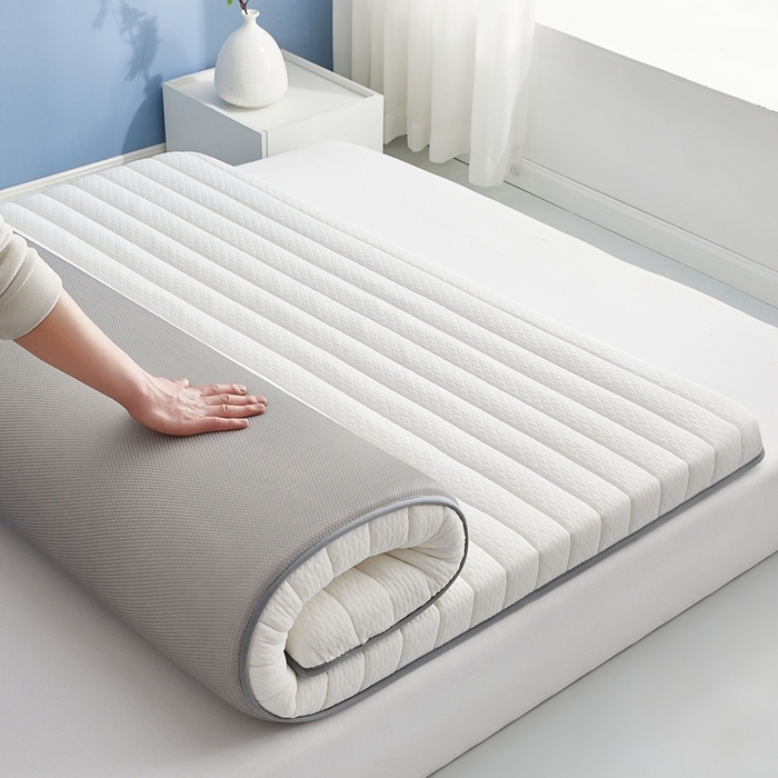 91家纺网 家纺一手货源 找家纺 华誉 2025新款跨境电商专供鸟眼布床垫 单边款直线白色