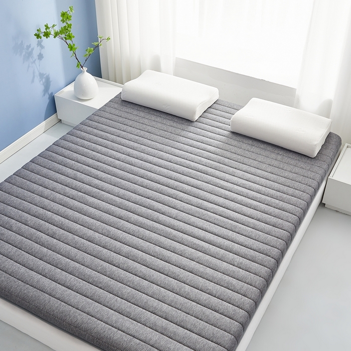 91家纺网 家纺一手货源 找家纺 华誉 2025新款跨境电商专供鸟眼布床垫 单边款直线灰色