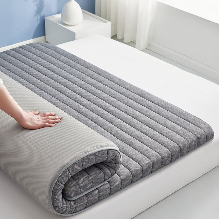 91家纺网 家纺一手货源 找家纺 华誉 2025新款跨境电商专供鸟眼布床垫 单边款直线灰色