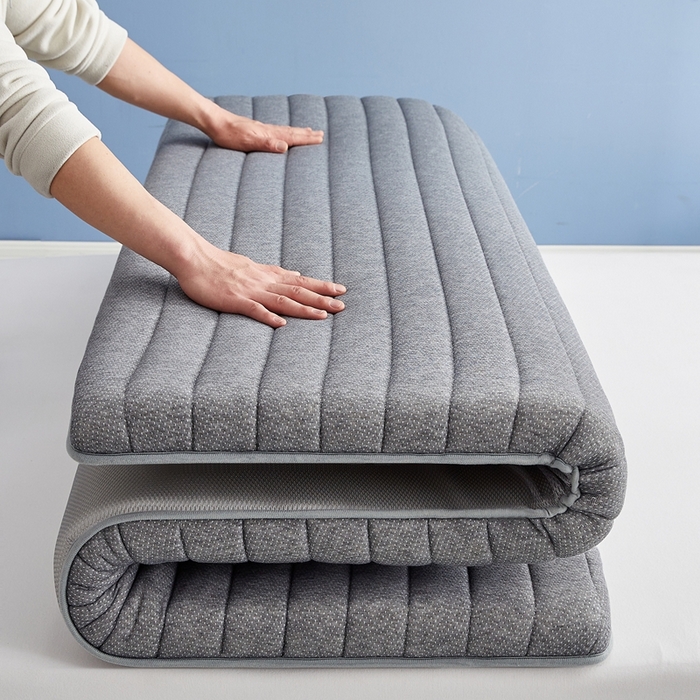 91家纺网 家纺一手货源 找家纺 华誉 2025新款跨境电商专供鸟眼布床垫 单边款直线灰色