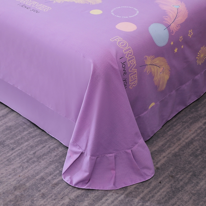 91家纺网 家纺一手货源 找家纺 馨雅家纺 2025新款全棉纯棉磨毛系列床单单品床单单件单床单 羽织梦-紫