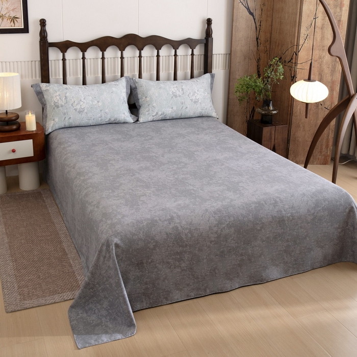 91家纺网 家纺一手货源 找家纺 乐居家纺 2025新款高密亲肤亚麻舒爽透气四件套 莫妮卡-绿