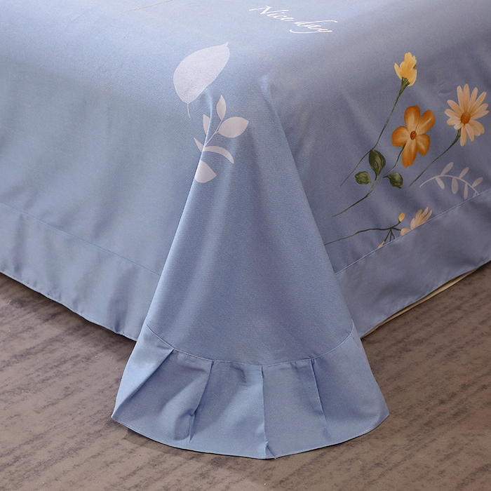 91家纺网 家纺一手货源 找家纺 馨雅家纺 2025新款全棉纯棉磨毛系列床单单品床单单件单床单 悦夏花季-蓝