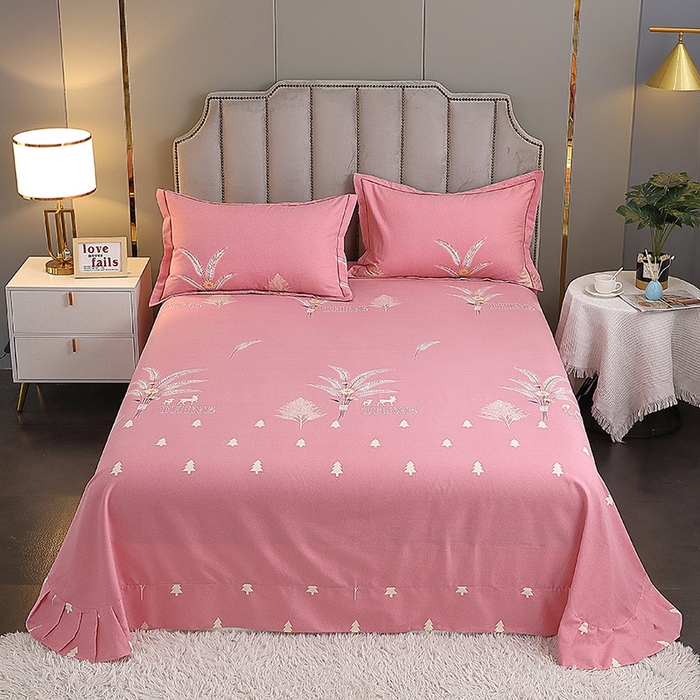 馨雅家纺 2025新款全棉纯棉磨毛系列床单单品床单单件单床单 奇异花园-粉