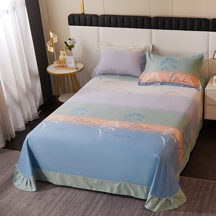 91家纺网 家纺一手货源 找家纺 馨雅家纺 2025新款全棉纯棉磨毛系列床单单品床单单件单床单 粒粒-蓝