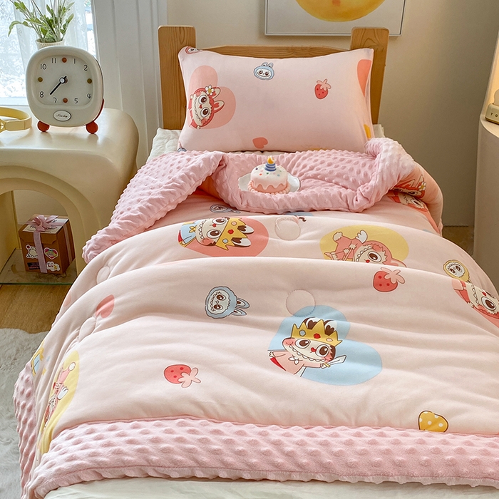 91家纺网 家纺一手货源 找家纺 天瑜家纺 2025新款针织棉手包豆豆被儿童被大豆被被子被芯 手包边  拉布粉