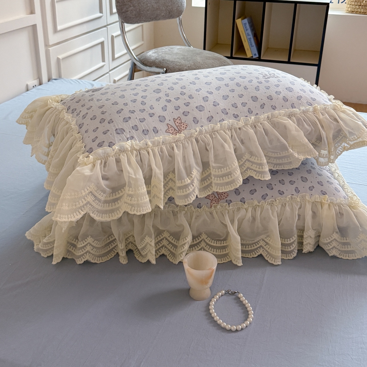 91家纺网 家纺一手货源 找家纺 吾欢心 2025新款韩版蕾丝花边加厚原棉四件套 豹纹蝴蝶结