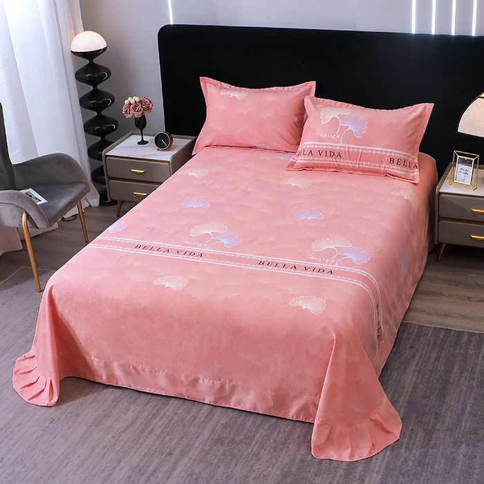 91家纺网 家纺一手货源 找家纺 馨雅家纺 2025新款全棉纯棉磨毛系列床单单品床单单件单床单 杉杉恋曲-粉