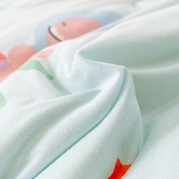 91家纺网 家纺一手货源 找家纺 天瑜家纺 2025新款针织棉手包豆豆被儿童被大豆被被子被芯 手包边  太空恐龙蓝