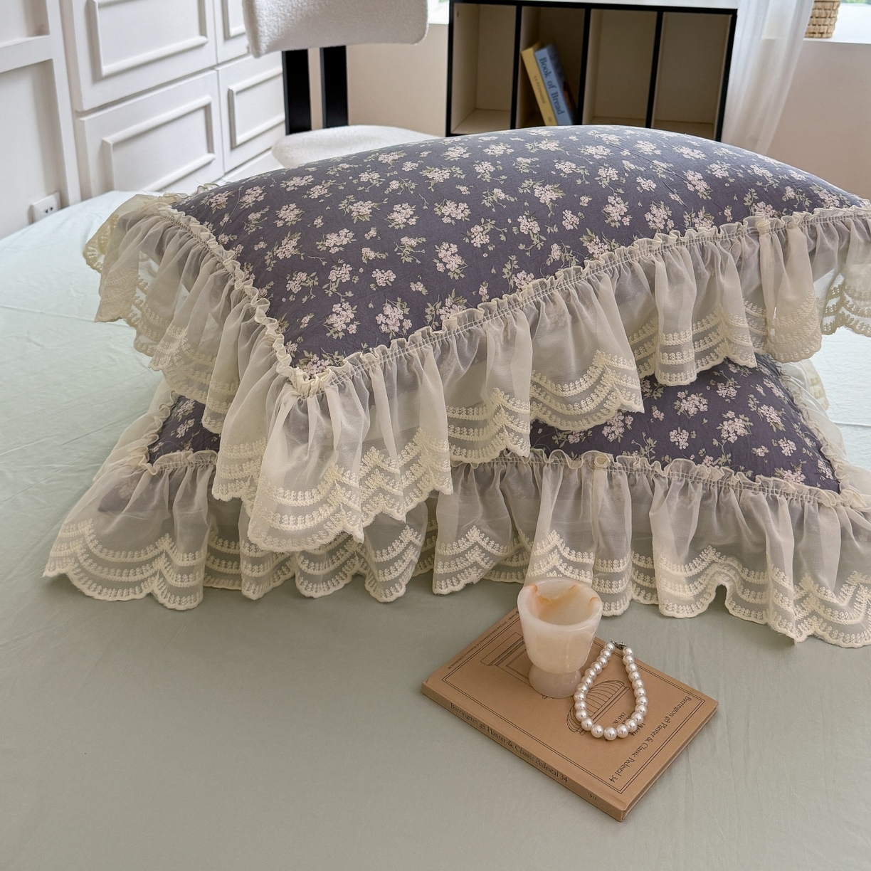 91家纺网 家纺一手货源 找家纺 吾欢心 2025新款韩版蕾丝花边加厚原棉四件套 丛语