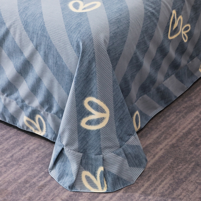 91家纺网 家纺一手货源 找家纺 馨雅家纺 2025新款全棉纯棉磨毛系列床单单品床单单件单床单 一心一意-蓝