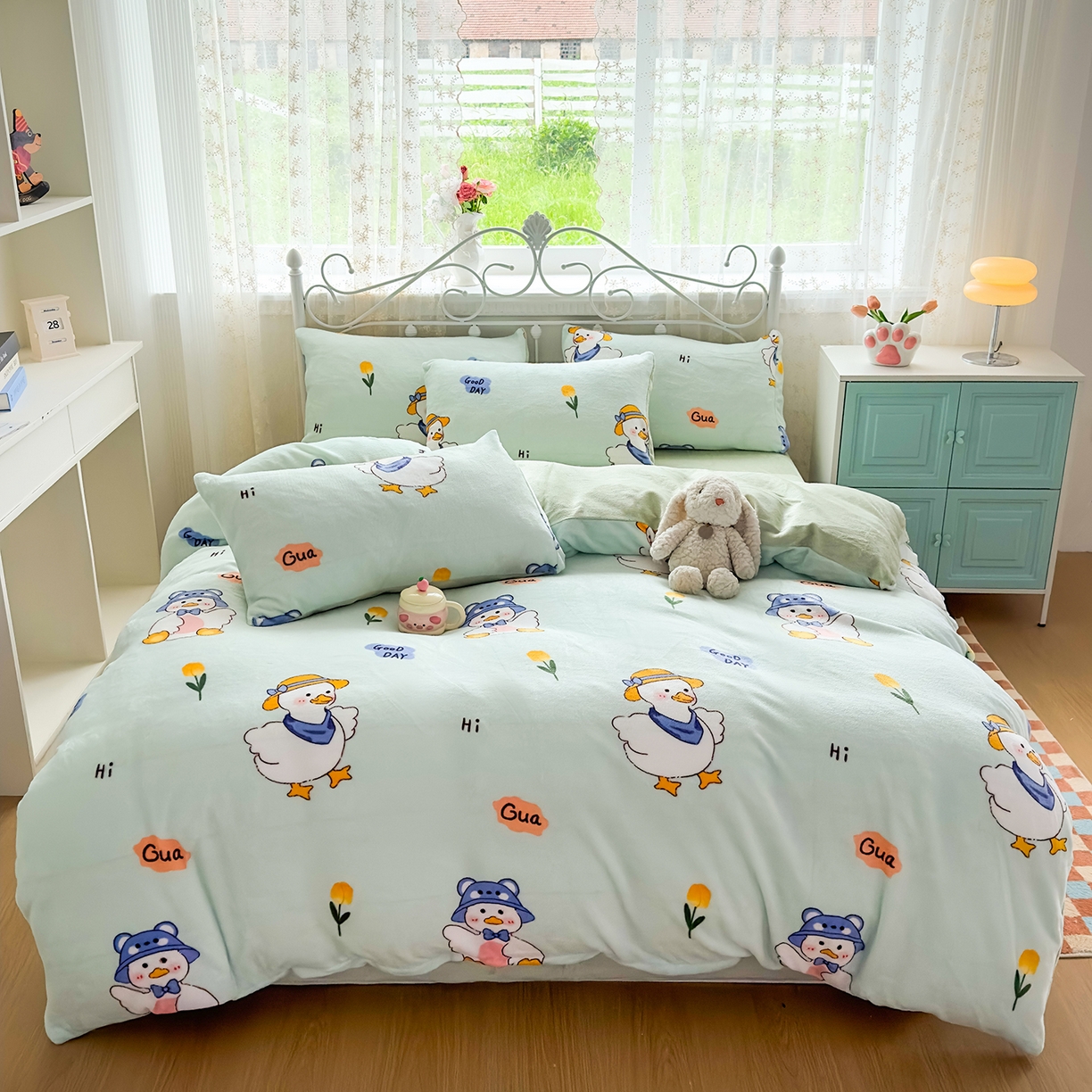 91家纺网 家纺一手货源 找家纺 （总）悦织湾家纺 2025新款床裙款牛奶绒四件套加厚保暖印花轻奢时尚不易起静电冬季床上用品三四件套