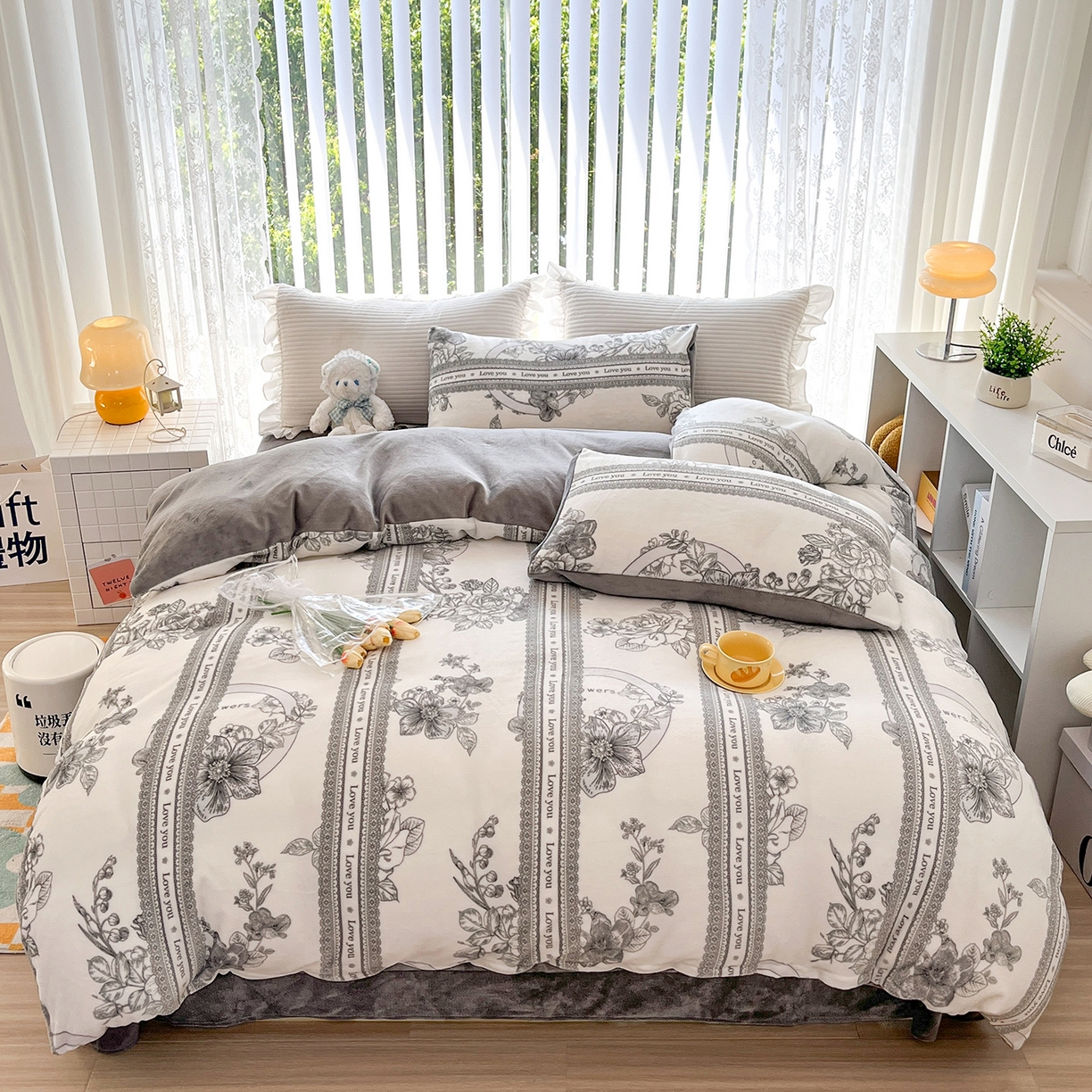 91家纺网 家纺一手货源 找家纺 （总）悦织湾家纺 2025新款床裙款牛奶绒四件套加厚保暖印花轻奢时尚不易起静电冬季床上用品三四件套