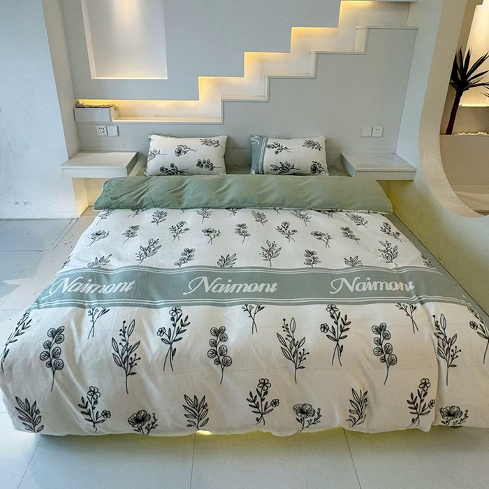 91家纺网 家纺一手货源 找家纺 （总）悦织湾家纺 2025新款床裙款牛奶绒四件套加厚保暖印花轻奢时尚不易起静电冬季床上用品三四件套