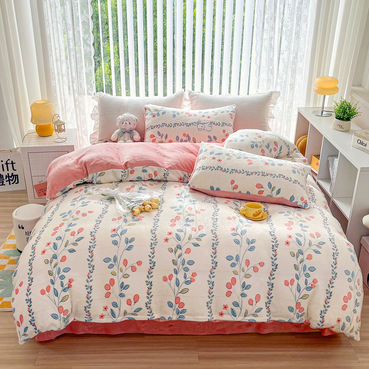 91家纺网 家纺一手货源 找家纺 （总）悦织湾家纺 2025新款床裙款牛奶绒四件套加厚保暖印花轻奢时尚不易起静电冬季床上用品三四件套