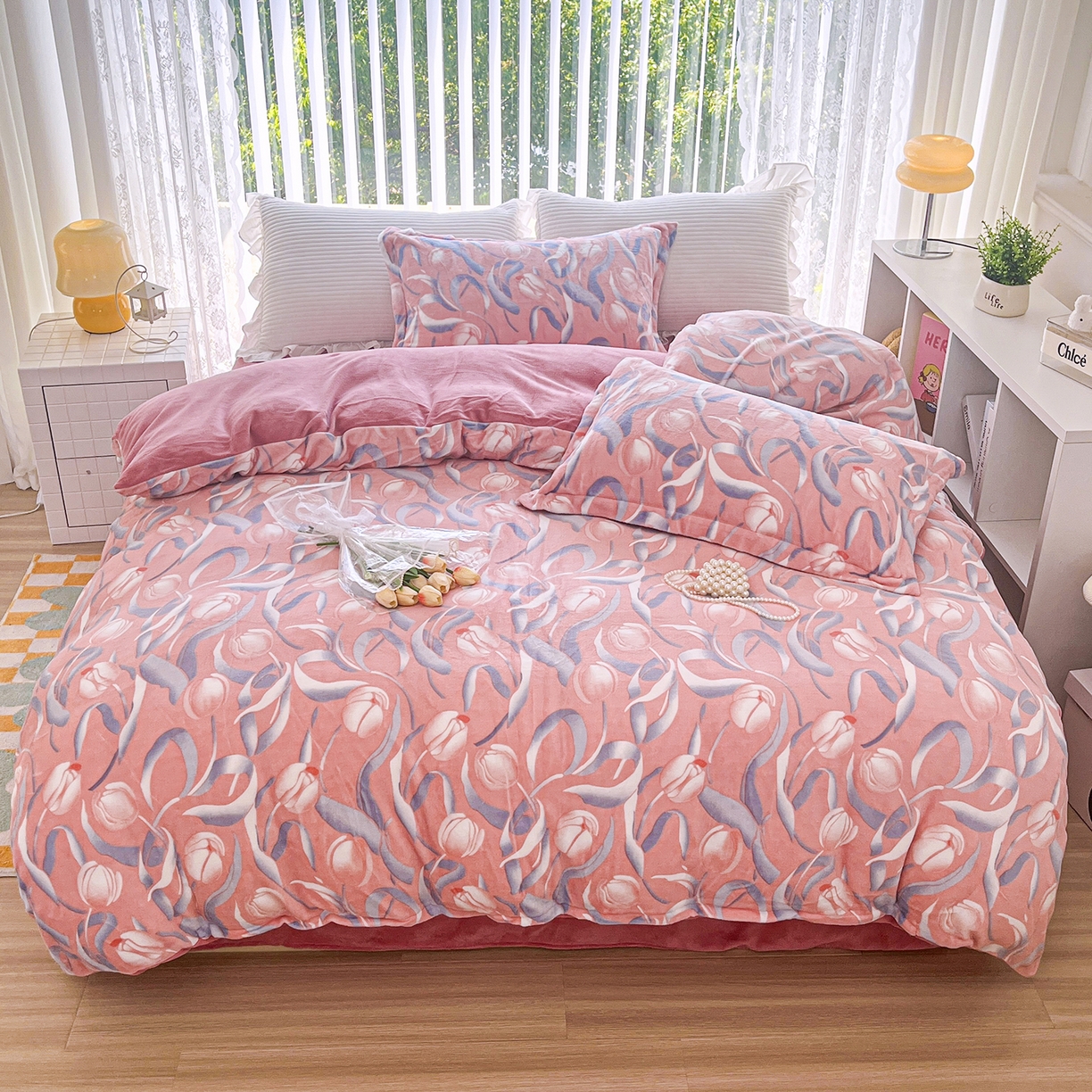 91家纺网 家纺一手货源 找家纺 （总）悦织湾家纺 2025新款床裙款牛奶绒四件套加厚保暖印花轻奢时尚不易起静电冬季床上用品三四件套