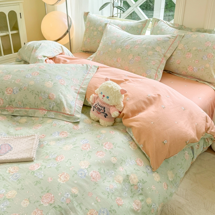 91家纺网 家纺一手货源 找家纺 凌鼎 2025新款多规格掉边13070全棉四件套 爱的花海