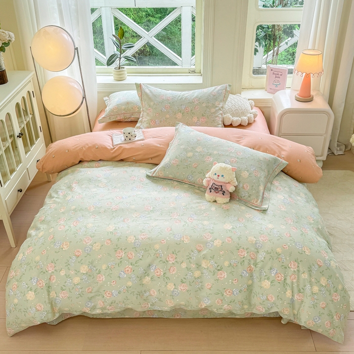 91家纺网 家纺一手货源 找家纺 凌鼎 2025新款多规格掉边13070全棉四件套 爱的花海