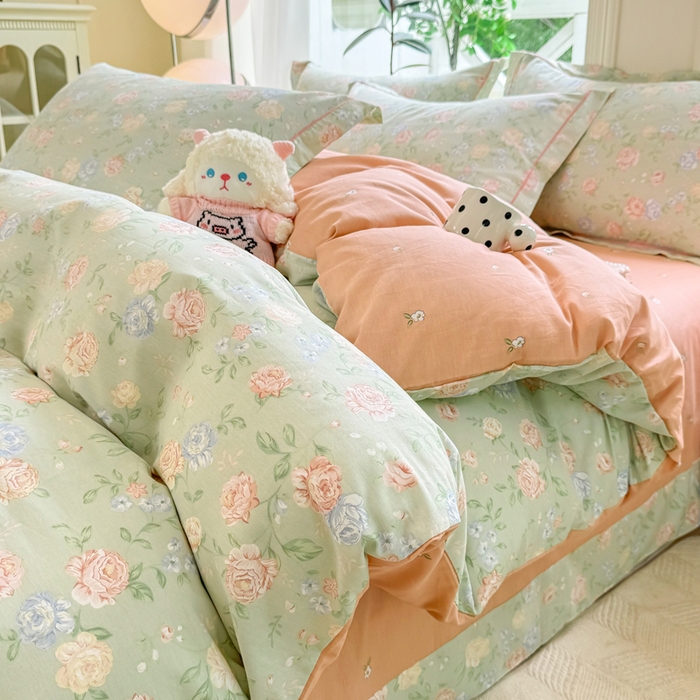 91家纺网 家纺一手货源 找家纺 凌鼎 2025新款多规格掉边13070全棉四件套 爱的花海