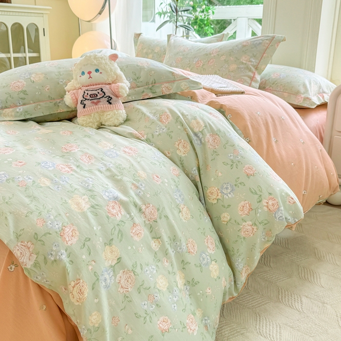 91家纺网 家纺一手货源 找家纺 凌鼎 2025新款多规格掉边13070全棉四件套 爱的花海