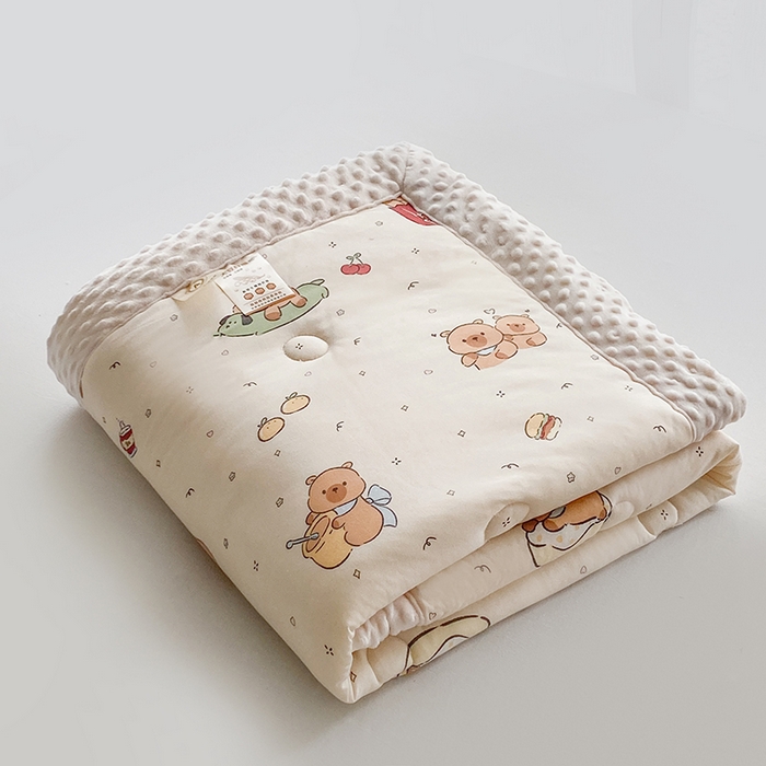 91家纺网 家纺一手货源 找家纺 天瑜家纺 2025新款针织棉手包豆豆被儿童被大豆被被子被芯 手包边  豚豚米