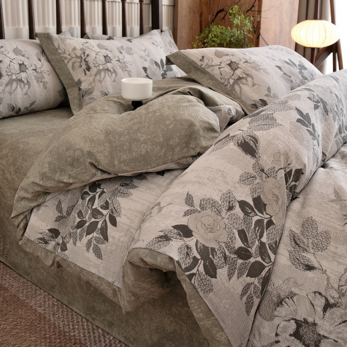 乐居家纺 2025新款高密亲肤亚麻舒爽透气四件套 相思-灰