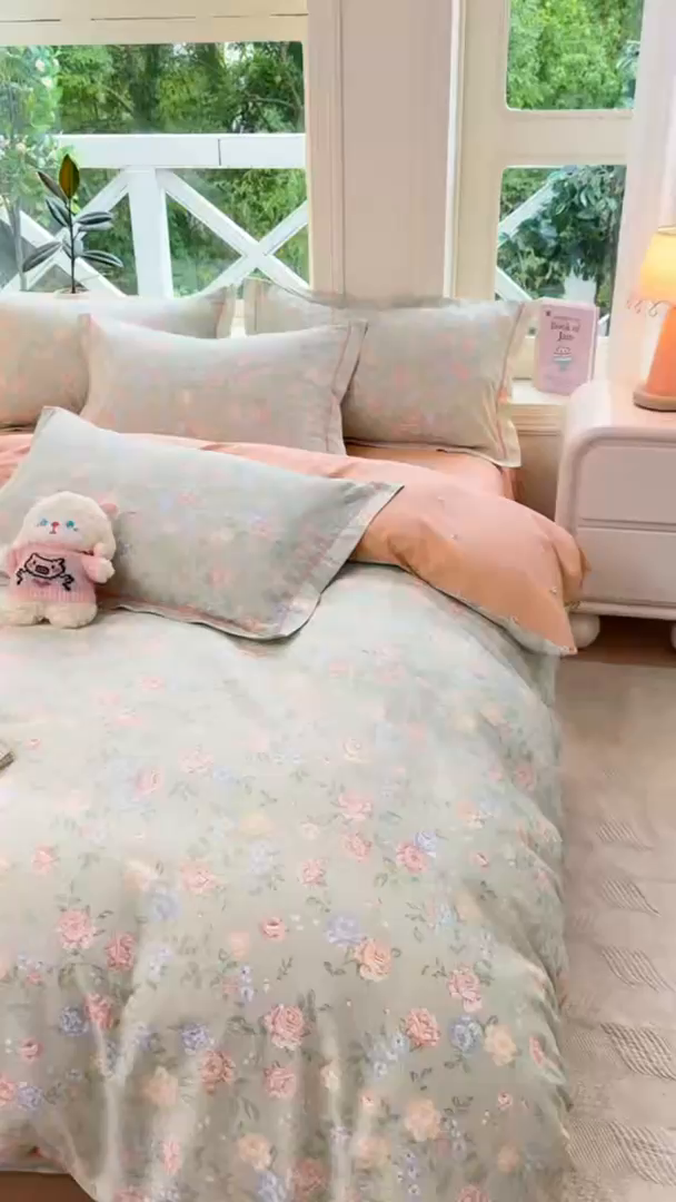 91家纺网 家纺一手货源 找家纺 凌鼎 2025新款多规格掉边13070全棉四件套 爱的花海