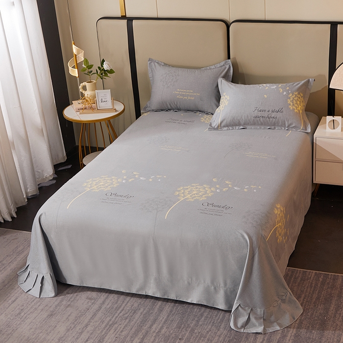 91家纺网 家纺一手货源 找家纺 馨雅家纺 2025新款全棉纯棉磨毛系列床单单品床单单件单床单 爱丽丝-灰