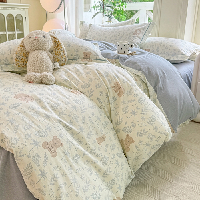 91家纺网 家纺一手货源 找家纺 凌鼎 2025新款多规格掉边13070全棉四件套 宠物狂欢