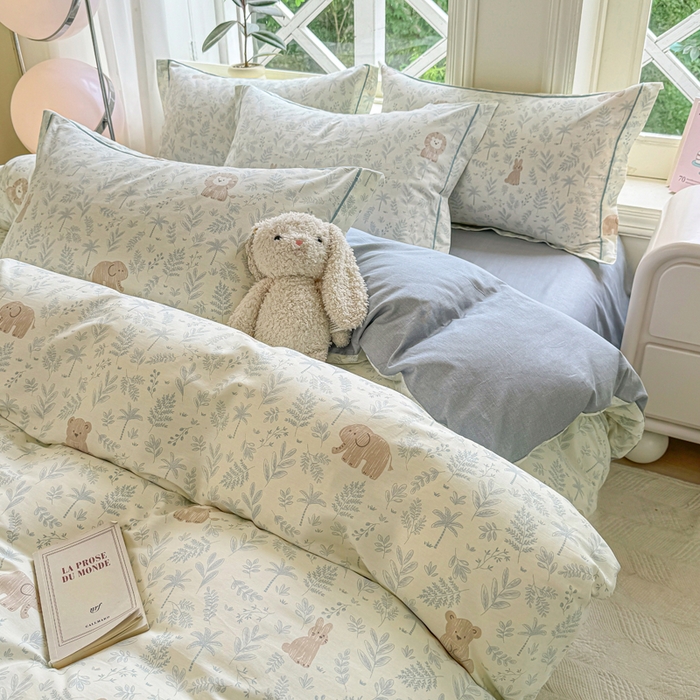 91家纺网 家纺一手货源 找家纺 凌鼎 2025新款多规格掉边13070全棉四件套 宠物狂欢