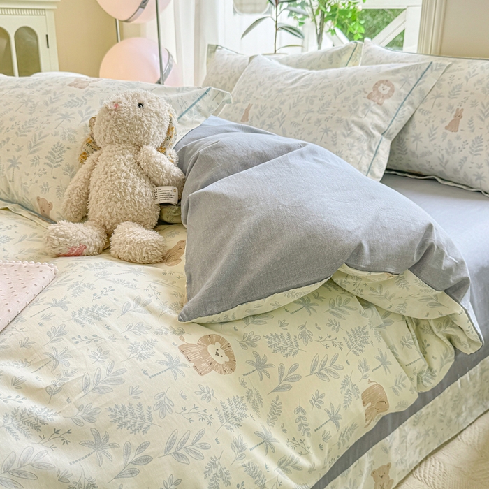 91家纺网 家纺一手货源 找家纺 凌鼎 2025新款多规格掉边13070全棉四件套 宠物狂欢