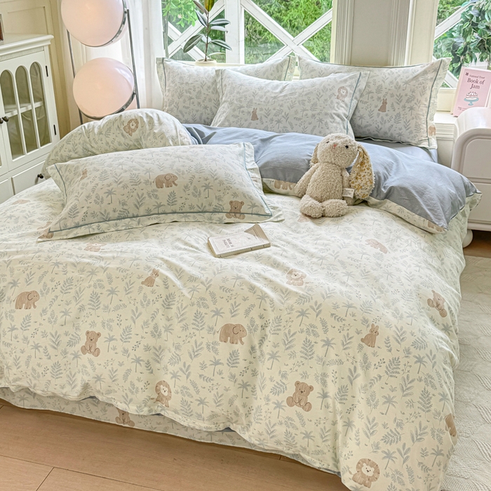 91家纺网 家纺一手货源 找家纺 凌鼎 2025新款多规格掉边13070全棉四件套 宠物狂欢