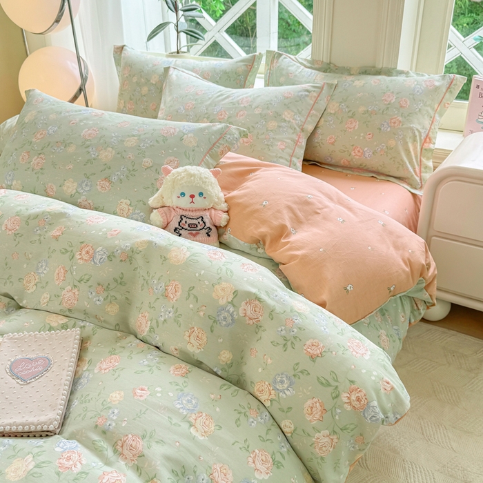 91家纺网 家纺一手货源 找家纺 凌鼎 2025新款多规格掉边13070全棉四件套 爱的花海