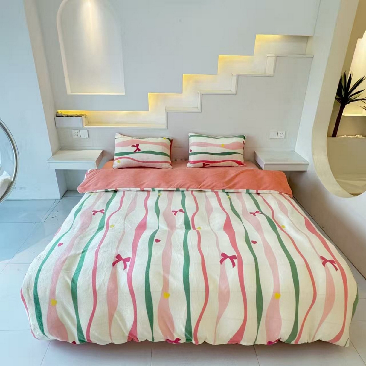 悦织湾家纺 2025新款床裙款牛奶绒四件套加厚保暖印花轻奢时尚不易起静电冬季床上用品三四件套 罗曼蒂克