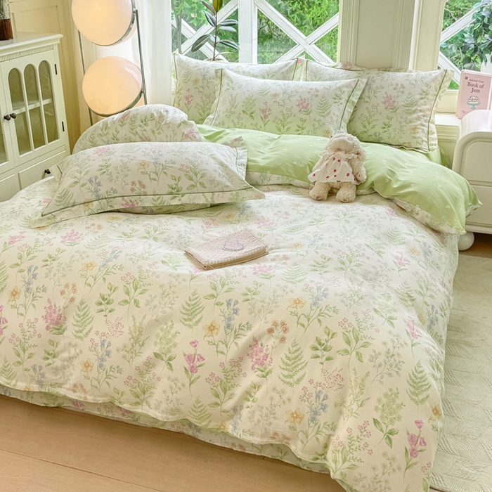 91家纺网 家纺一手货源 找家纺 凌鼎 2025新款多规格掉边13070全棉四件套 漫步花香