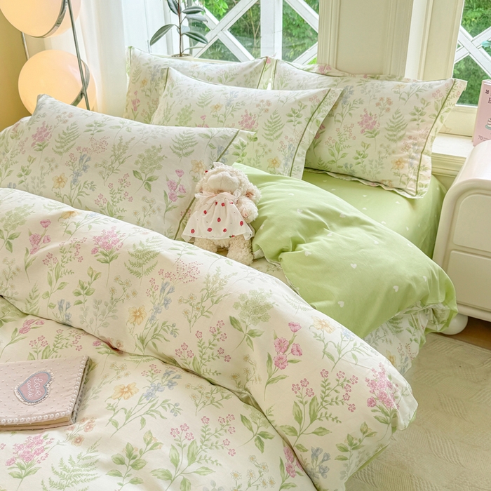 91家纺网 家纺一手货源 找家纺 凌鼎 2025新款多规格掉边13070全棉四件套 漫步花香