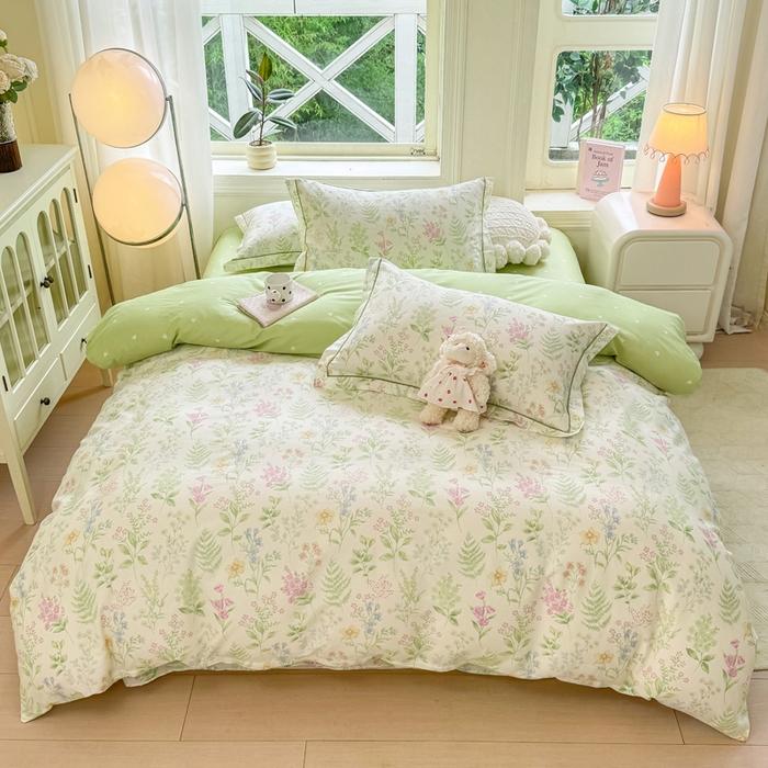 91家纺网 家纺一手货源 找家纺 凌鼎 2025新款多规格掉边13070全棉四件套 漫步花香